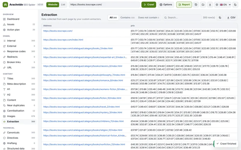 Scheda Estrazione con prezzi estratti tramite selettore CSS